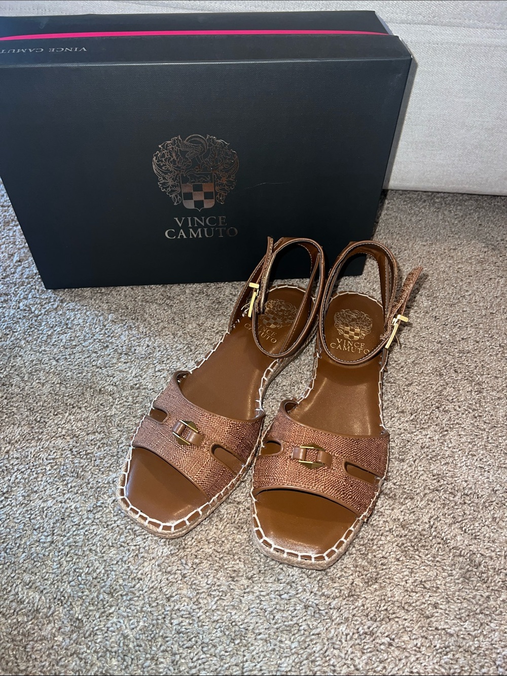 Vince Camuto Metallic Bronze Leather Ankle-Strap Sandals